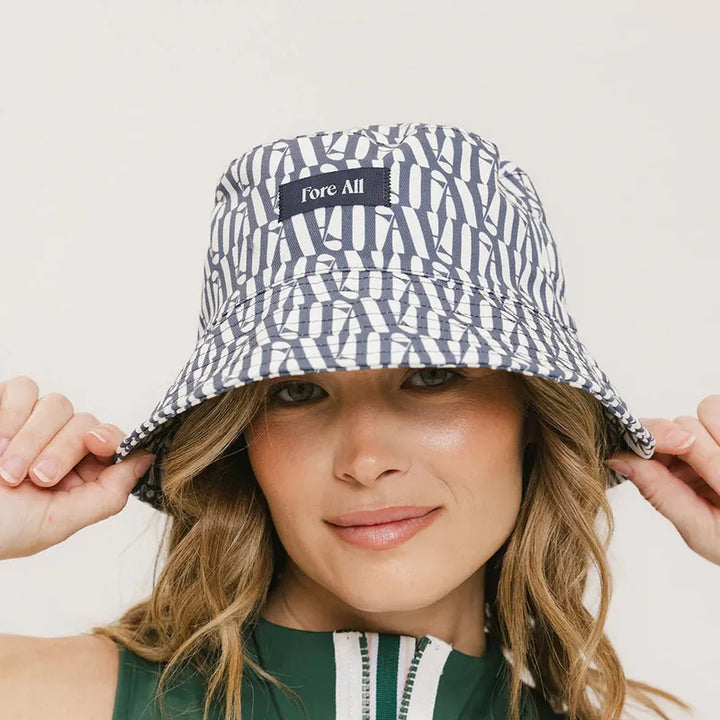 Fore All Austi Bucket Hat - Indigo/White Check