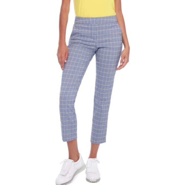 Swing Control Lucca Plaid Ankle Pant - White/Lemon/Blue