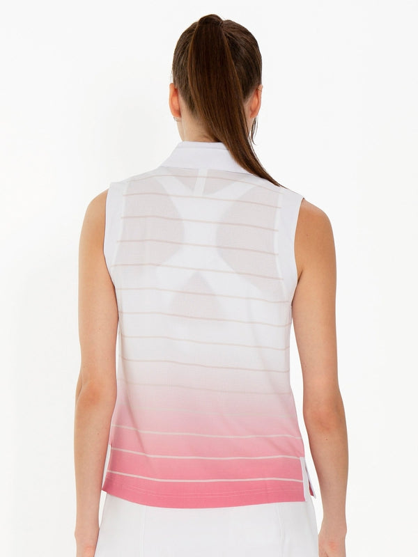 InPhorm Bailey S/L Polo Top - Plumeria Ombre