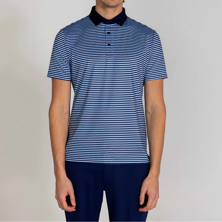 Redvanly Men's Stripe Baker Polo - Navy