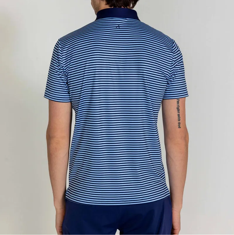 Redvanly Men's Stripe Baker Polo - Navy
