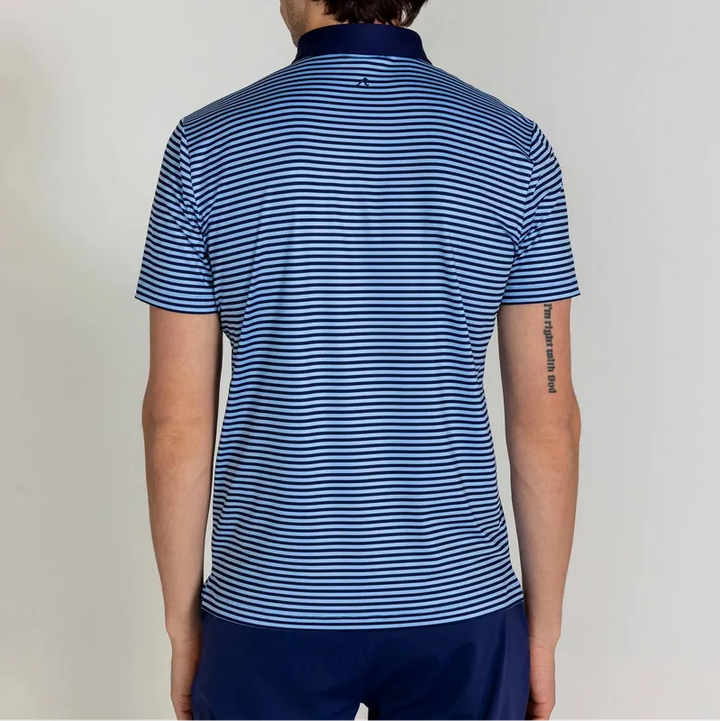 Redvanly Men's Stripe Baker Polo - Navy