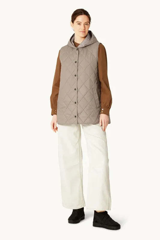 Ilse Jacobsen Hooded Quilted Vest - Greige
