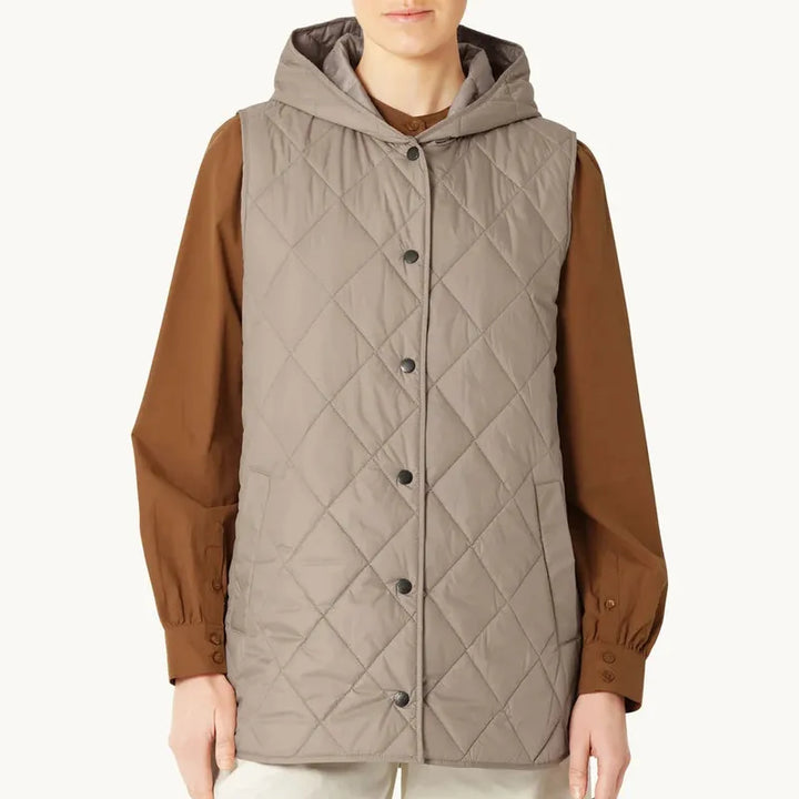 Ilse Jacobsen Hooded Quilted Vest - Greige