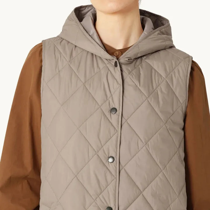 Ilse Jacobsen Hooded Quilted Vest - Greige
