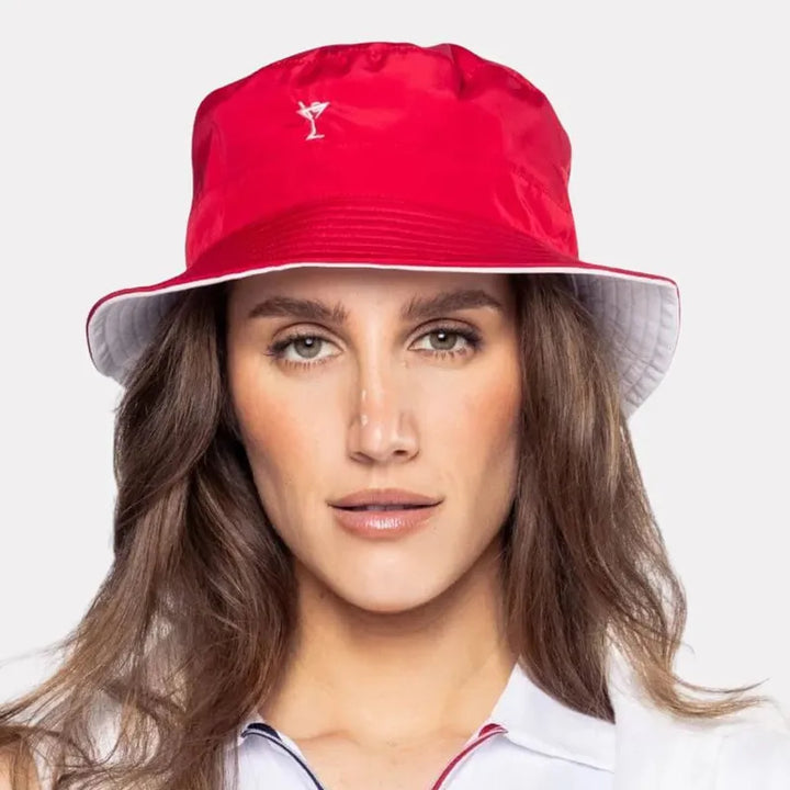 Golftini Grand Prix Reversible Bucket Hat - Red/White