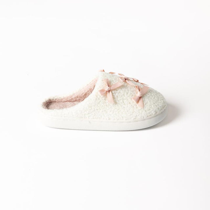 Lyla & Luxe Sherpa Slides - White/Pink