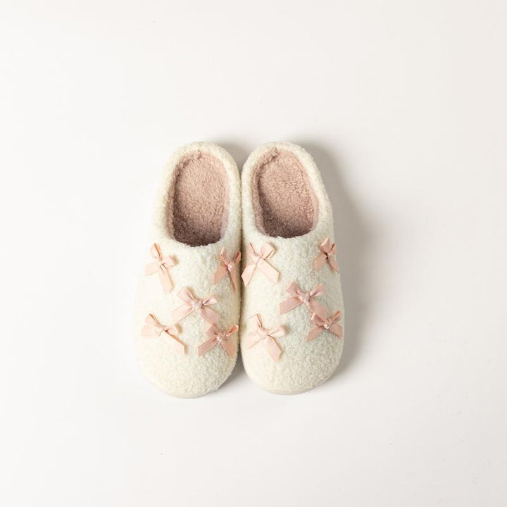 Lyla & Luxe Sherpa Slides - White/Pink