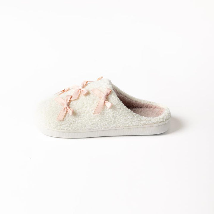 Lyla & Luxe Sherpa Slides - White/Pink