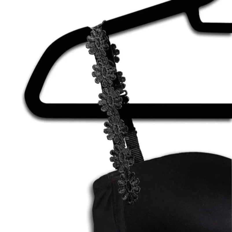 strap-its Plus size Basic Convertible Bra - Black/Black Flower Straps