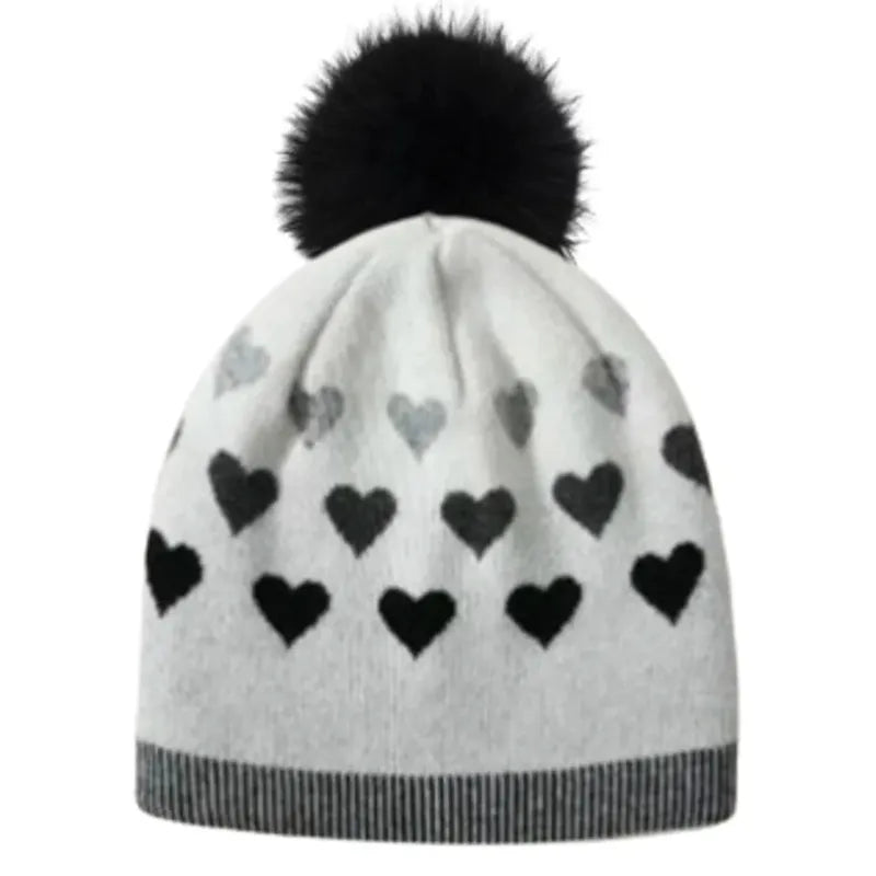 PNYC Lauren Heart Toque (Real Fur) - White/Black