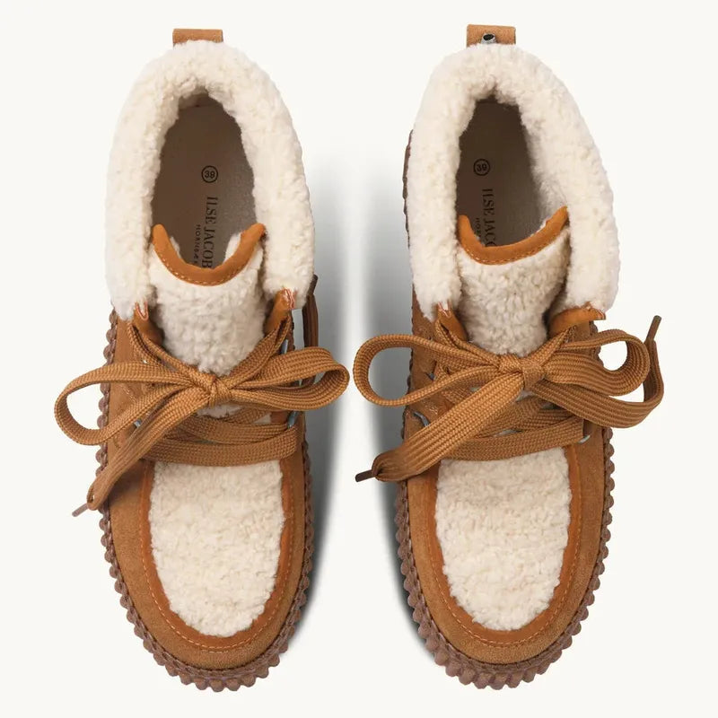 Ilse Jacobsen Suede/Lace Boots - Cashew Clay