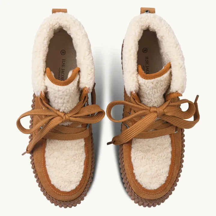 Ilse Jacobsen Suede/Lace Boots - Cashew Clay