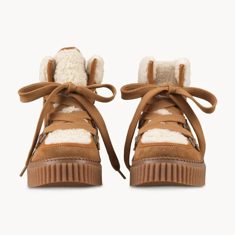 Ilse Jacobsen Suede/Lace Boots - Cashew Clay