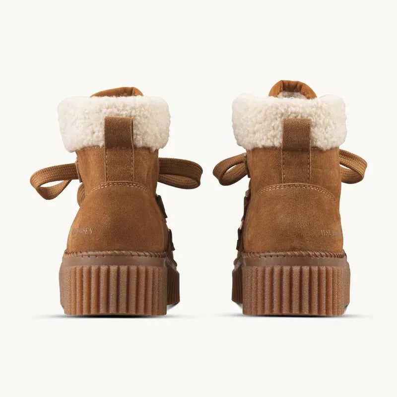 Ilse Jacobsen Suede/Lace Boots - Cashew Clay