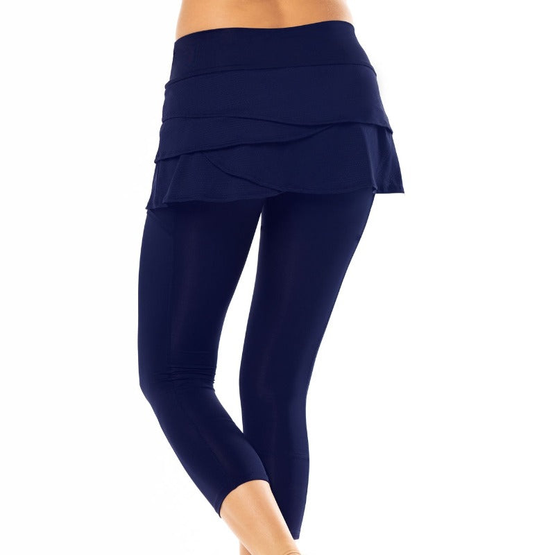 Lucky In Love Scallop Skort/Capri - Navy