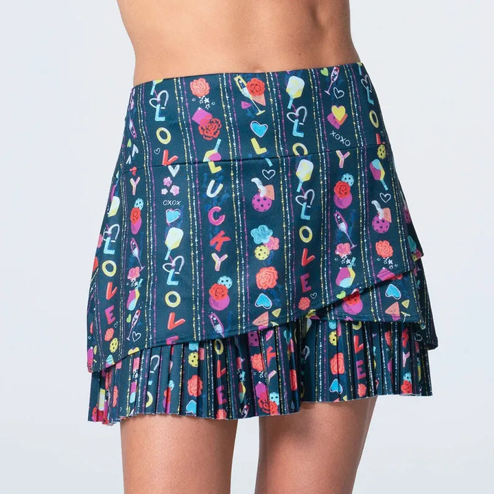 Lucky In Love P.S. I Love You Pickleball Skort - Navy