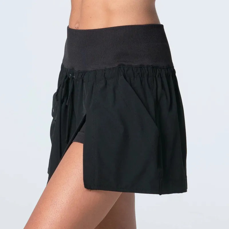 Lucky in Love Cargo Pocket Wrap Skort - Black