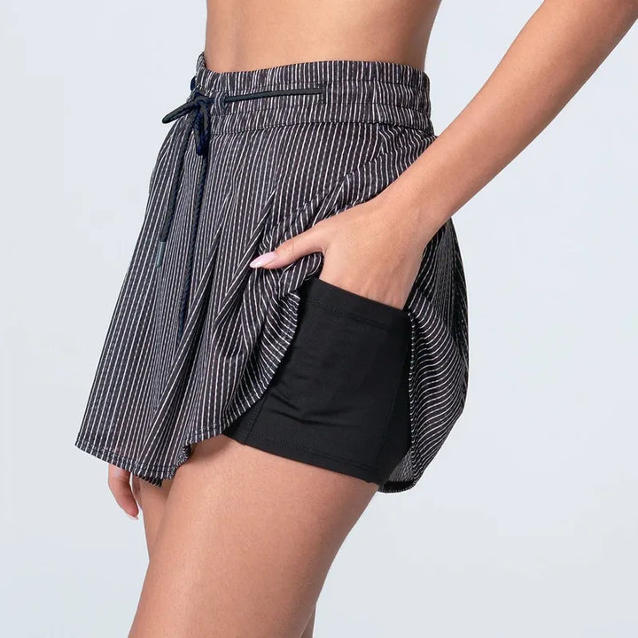 Lucky In Love Pinstripe Skort - Black