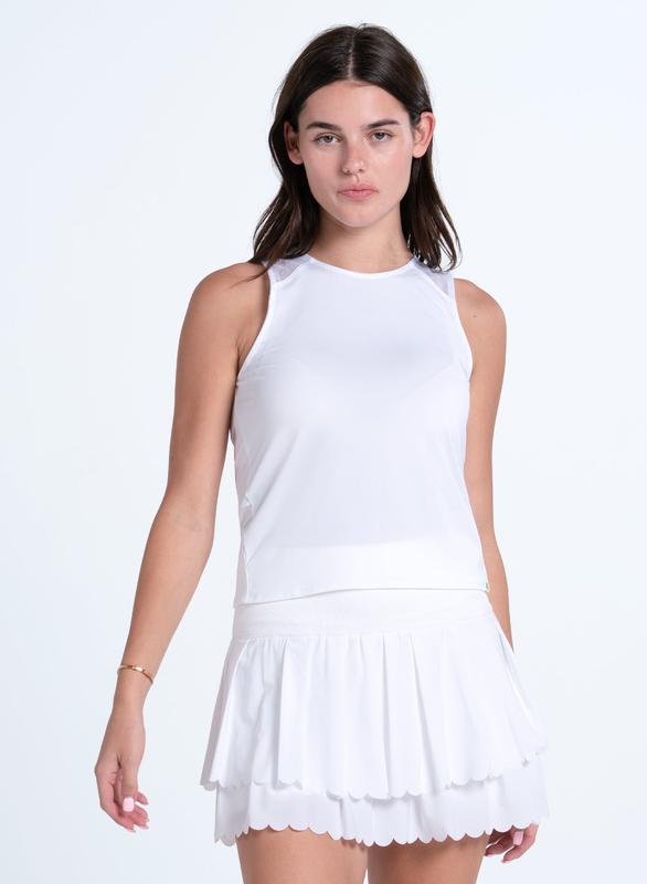 Lucky In Love Laser Wave Pleated Skort - White