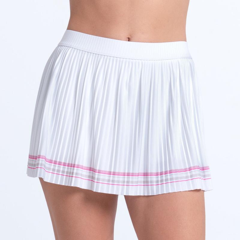 Lucky In Love Woven Strokes Pleated Skort - White