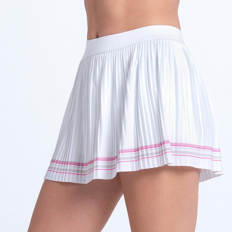 Lucky In Love Woven Strokes Pleated Skort - White