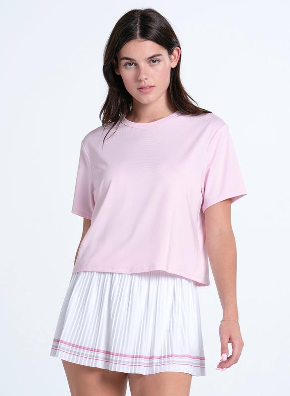 Lucky In Love Woven Strokes Pleated Skort - White