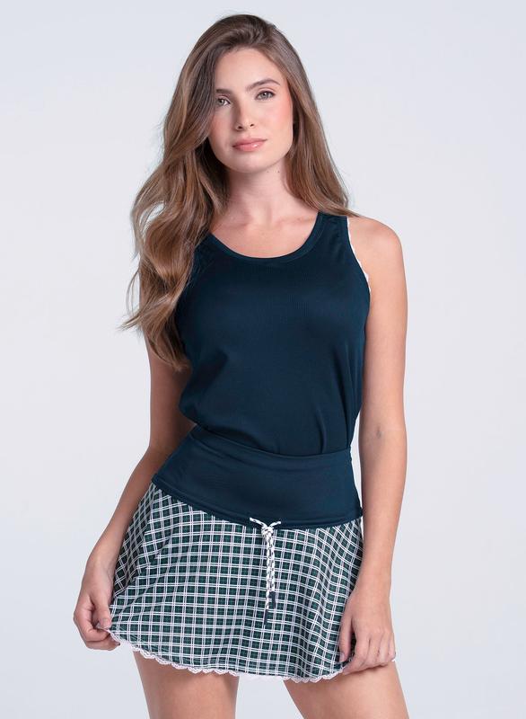 Lucky In Love Preppy Please Skort - Navy Plaid