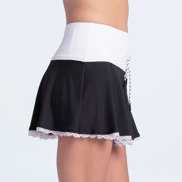 Lucky in Love Hip Tie Lace Skort - White/Black
