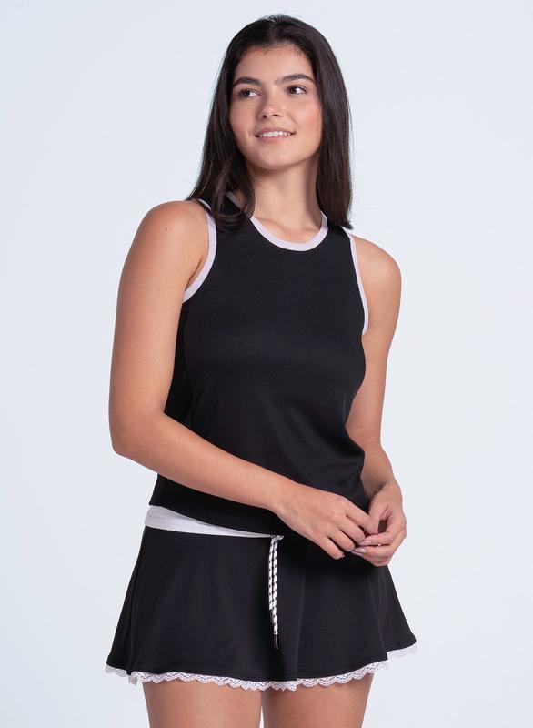Lucky in Love Hip Tie Lace Skort - White/Black