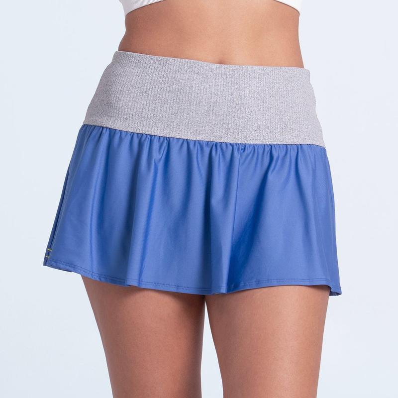 Lucky in Love Rib Line Flounce Skort - Parisian Blue