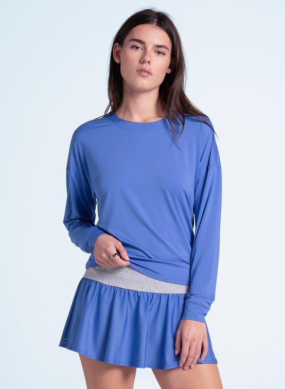 Lucky in Love Rib Line Flounce Skort - Parisian Blue