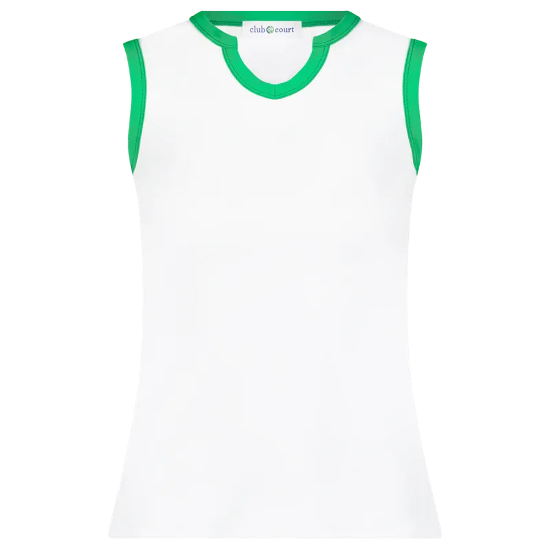 Club & Court Stacy Tank - White/Green