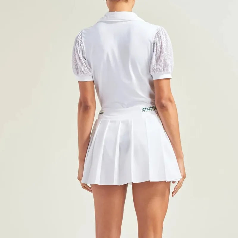 L'Oeuf Poche Advantage Pleated Skort - White/Plaid