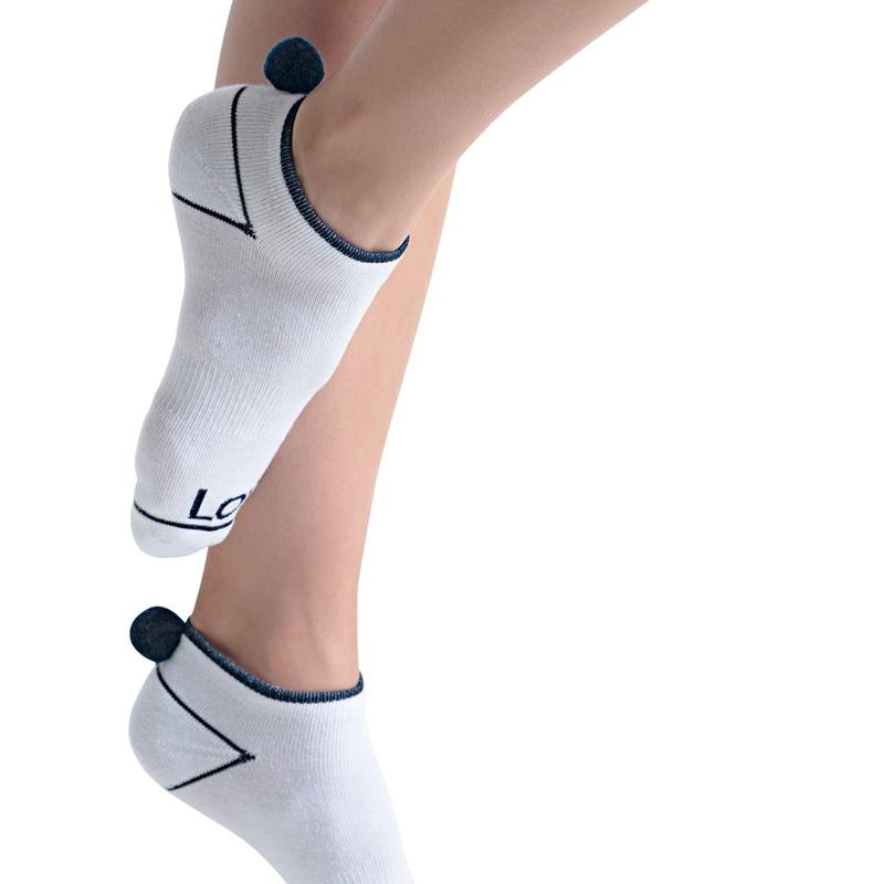 Lucky In Love Pom Socks (3pk) - White/Navy