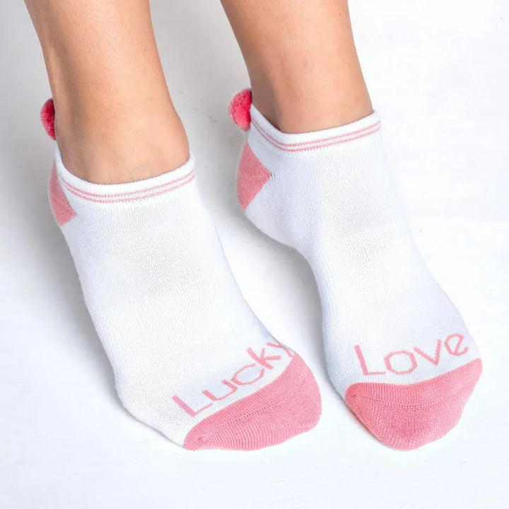 Lucky In Love Pom Socks (3pk) - Blue/Pink/Neon