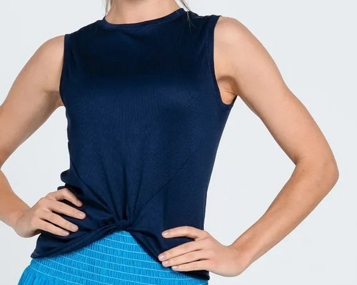 Lucky in Love Twist Front Tank - Navy