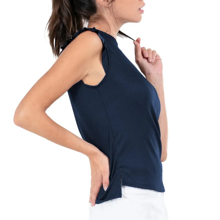 Lucky In Love Bring It On Rib Tank - Navy