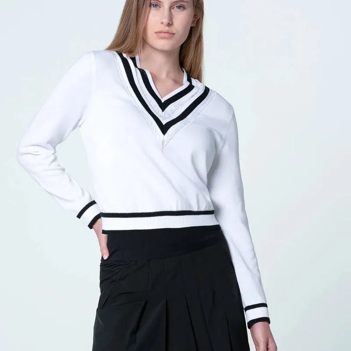 Lucky In Love Victory Sweater - White/Black