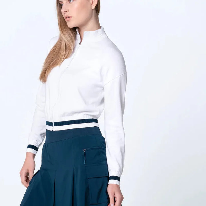 Lucky In Love Rally Cardigan - White/Navy