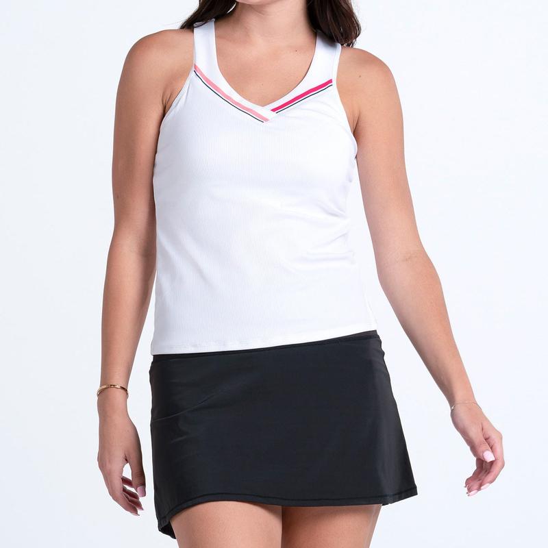 Lucky In Love Glow Stripe Tank- White