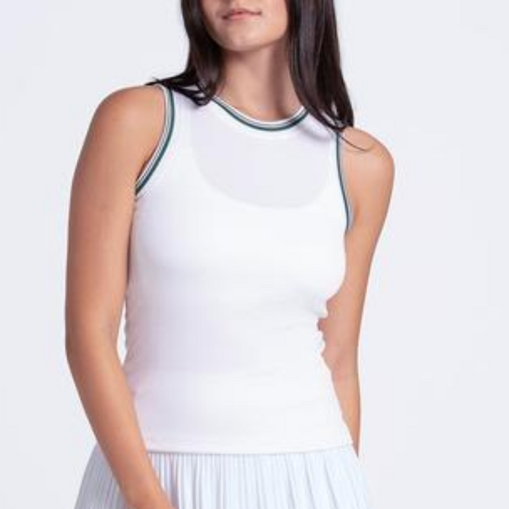 Lucky In Love Preppy Court Tank - White