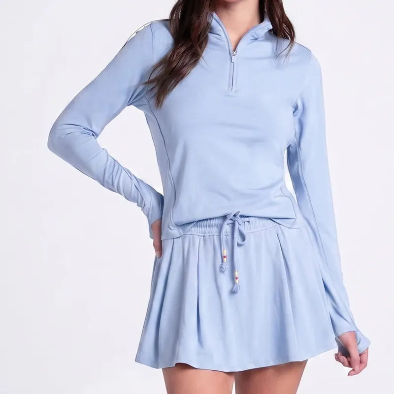 Lucky in Love Pima Heritage 1/4 Zip - Blue