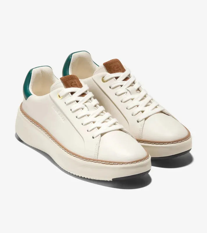 Cole Haan Grandpro Topspin Golf Sneaker - Ivory/Tobacco/Rainforest