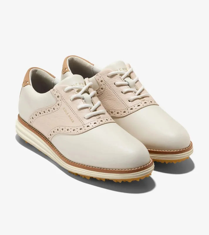 Cole Haan Original Grand Saddle Golf Shoes - Ivory/Sand Dollar Suede
