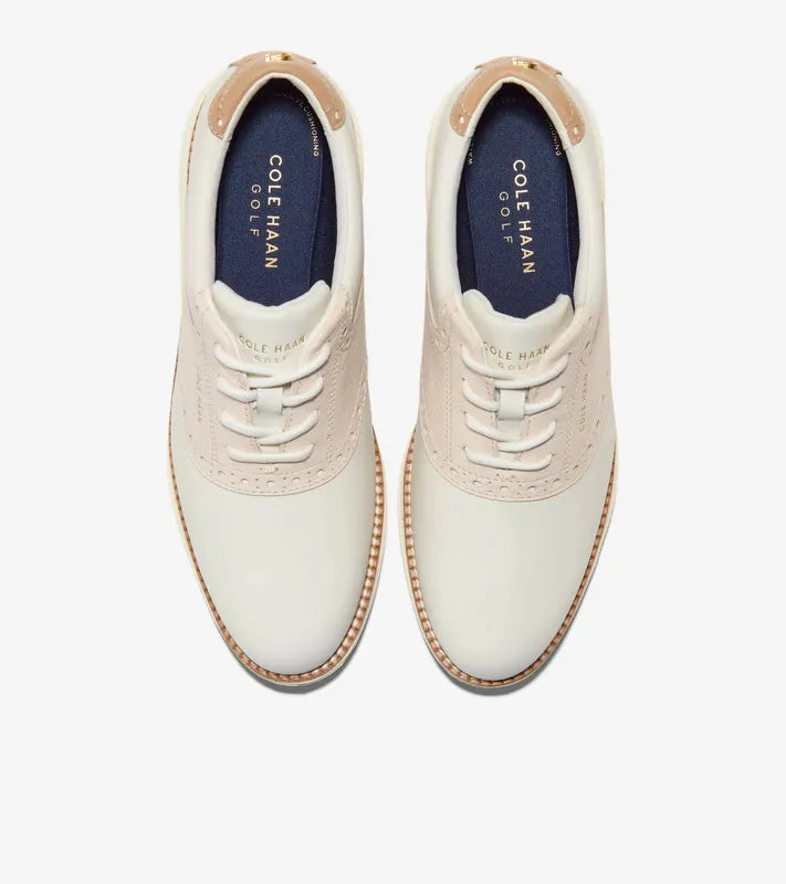 Cole Haan Original Grand Saddle Golf Shoes - Ivory/Sand Dollar Suede