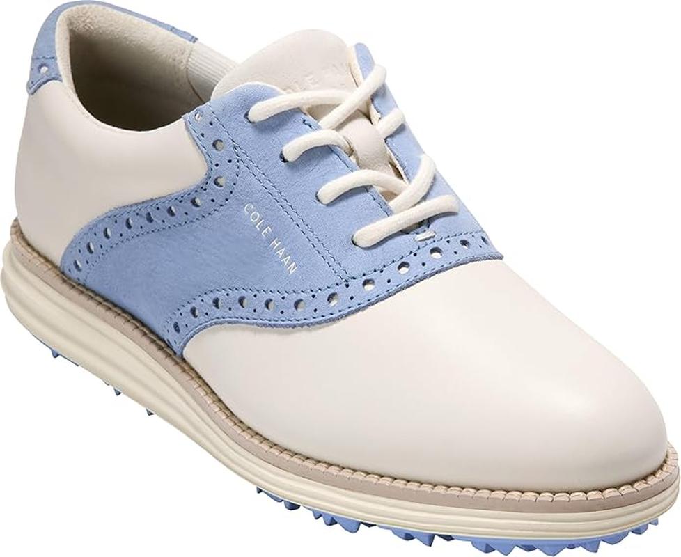 Cole Haan Original Grand Saddle Golf Shoes - Ivory/Hydrangea