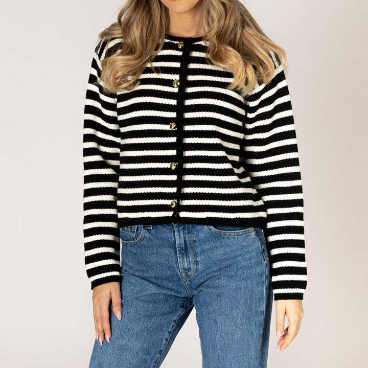 Lyla & Luxe Devon Stripe Cardigan - Black/Natural