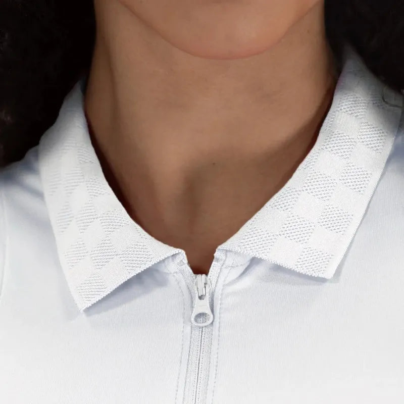 Foray Golf Zip S/L Polo - White