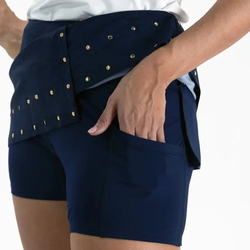 Foray Golf Studded Wrap Skort - Navy